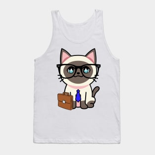 Cute Siamese cat is a colleague at work Tank Top